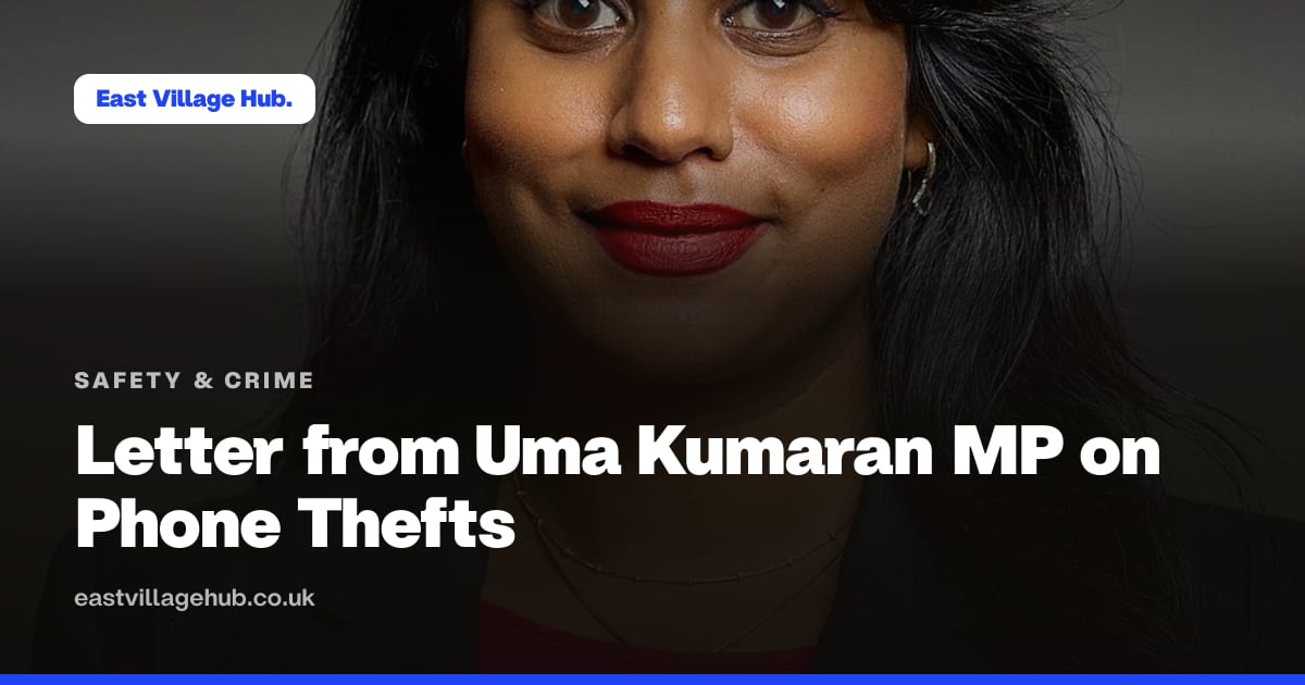 Safety & crime: Letter from Uma Kumaran MP on Phone Thefts