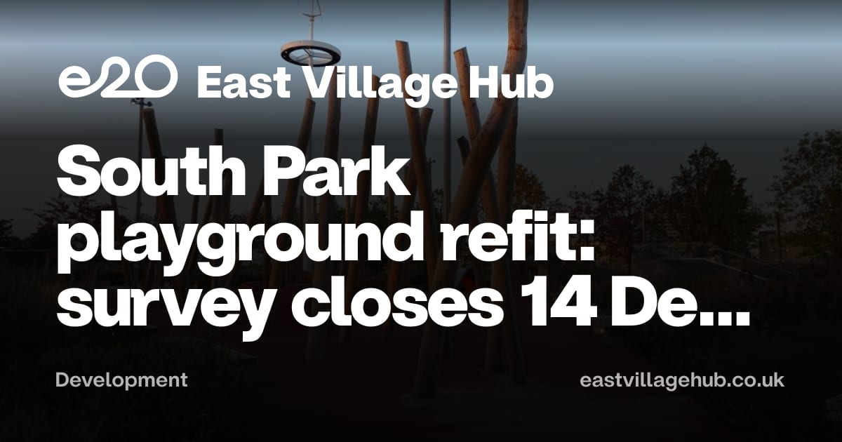 Development: South Park playground refit: survey closes 14 December