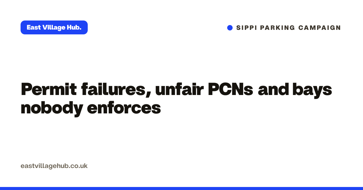 Sippi parking campaign: Permit failures, unfair PCNs and bays nobody enforces